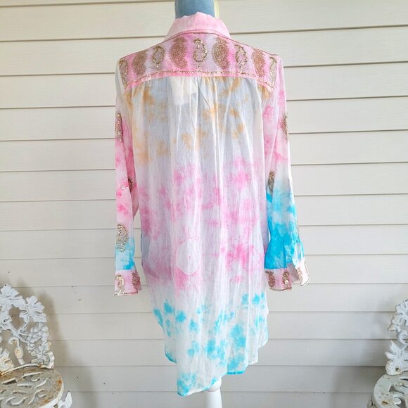 NWT Soft Surroundings Colorful Lightweight Cotton Dress Blouse - Picture 8 of 9